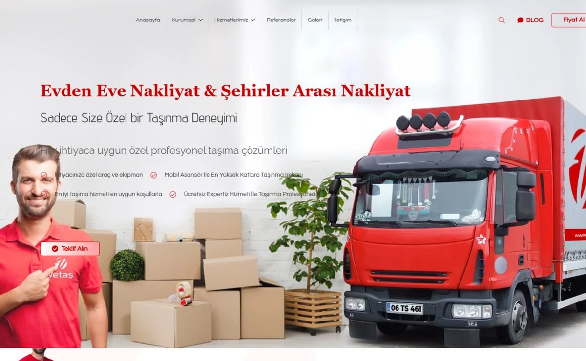 Vetaş Nakliyat Kurumsal Web Sitesi proje görseli